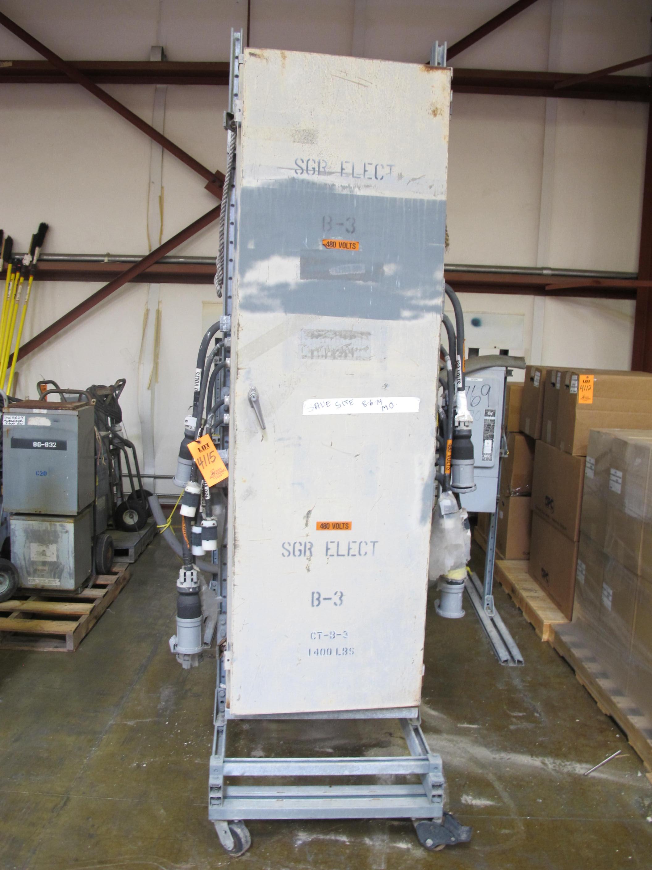 SQUARE-D CONTROL CABINET WITH (14) SQUARE-D THERMAL MAGNETIC CIRCUIT BREAKERS. LOADING & HANDLING FEE $15-4115